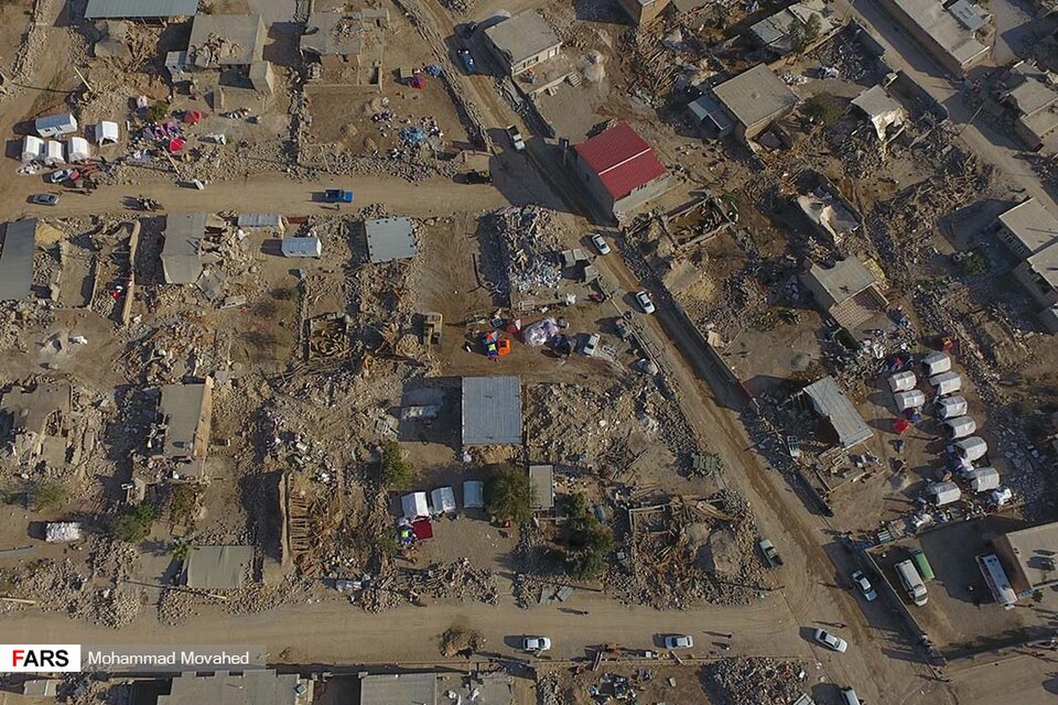 تصاویر هوایی از روستای زلزله زده کوئیک