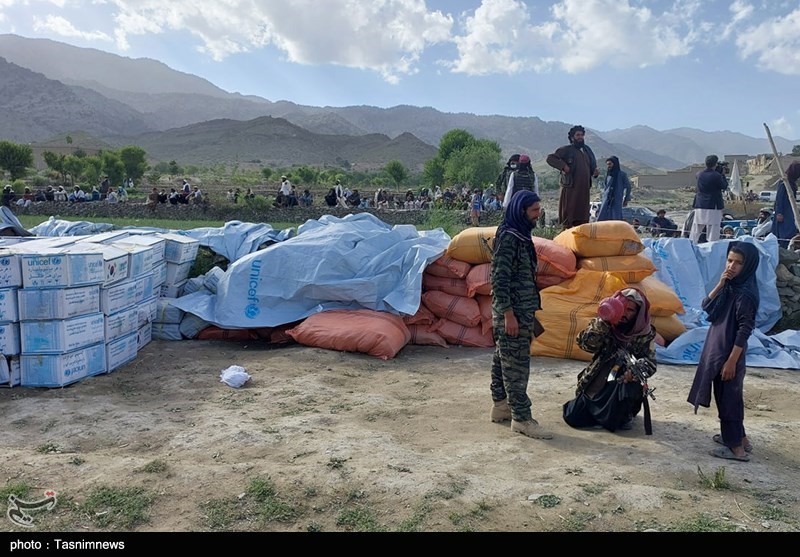 UNICEF relief supplies being distributed.